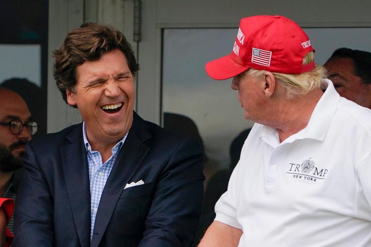 The featured image for a post titled "Tucker and Trump are TV’s Gravediggers"